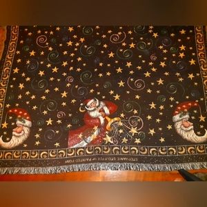 Celestial Santa,Throw blanket, vintage, made by Rug barn